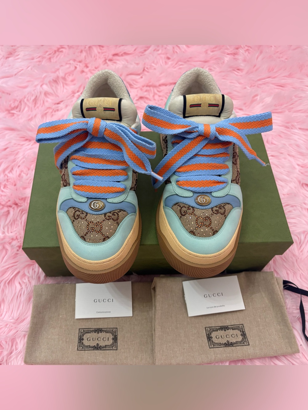 GUCCI WOMEN'S SCREENER SNEAKER WITH CRYSTALS SIZE 39 - Picture 1 of 10